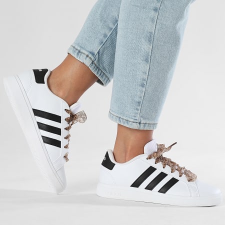 Adidas Sportswear - Baskets Femme Grand Court 2 GW6511 x SUPERLACED Lacets Léopard jaune